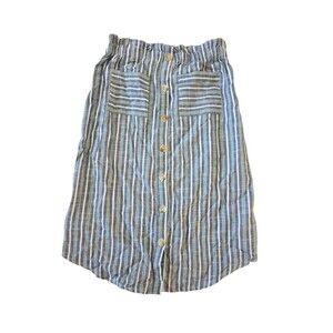 Blue Rain Women Green Blue Striped Casual Skirt S Paper Bag Waist New